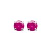Boucles d'oreilles puces clous rondes pierre rose 4 mm - Eva - argent 925 rhodié