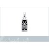 Pendentif argent massif 925 rhodié et imitation onyx