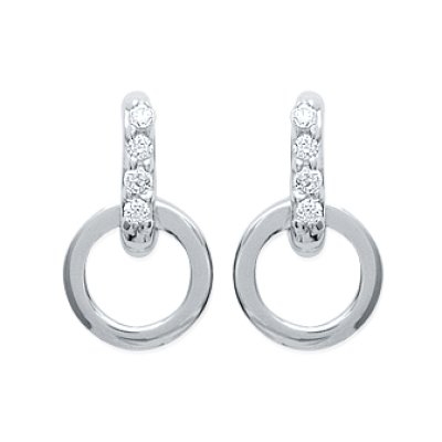 Boucles d'oreilles puces clous rondes 10 mm - Ania - argent 925 rhodié - zircons