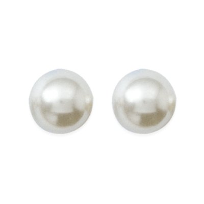 Boucles d'oreilles puces boule 12 mm plaqué or 750 imitation perles