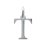 Pendentif initiale lettre "T" majuscule 12mm en argent massif 925 pour homme