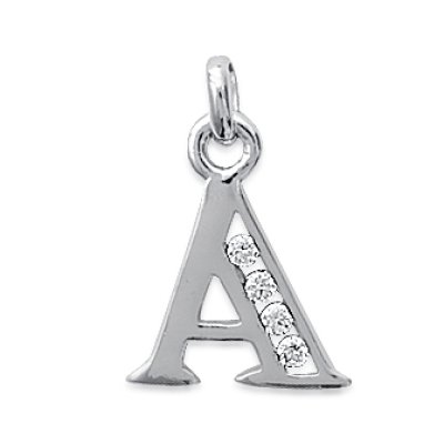 Pendentif argent massif 925 rhodié et oxyde de zirconium