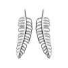 Boucles d'oreilles plumes crochets 35 mm - Anne - argent massif 925 rhodié