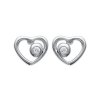 Boucles d'oreilles enfant puces coeur 6 mm - Elea - argent rhodié - zirconium