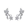 Boucles d'oreilles puces fée étoile 14 mm - Sana - argent 925 rhodié - zircons