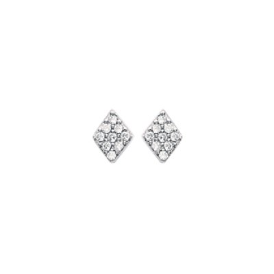 Boucles d'oreilles puces 5 mm losanges - Luce - argent 925 rhodié - zirconium