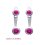 Boucles d'oreilles contour lobes 17 mm - Lea - argent 925 rhodié - pierres roses
