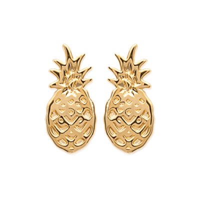 Boucles d'oreilles ananas puces 11 mm plaqué or 750 3 microns