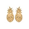 Boucles d'oreilles ananas puces 11 mm plaqué or 750 3 microns