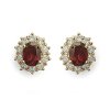 Boucles puces d'oreilles 13 mm plaqué or zirconium et pierre rouge