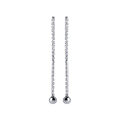 Boucles fil chaîne d'oreille boules pendantes 65 mm - Amelie - argent 925 rhodié