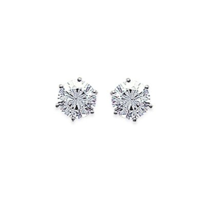 Puces d'oreilles 5 mm clous - Solene - argent 925 rhodié - zircon transparent