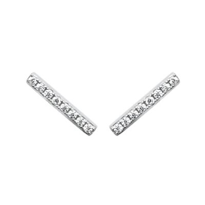 Boucles d'oreilles puces barres 12 mm - Audrey - argent 925 rhodié - zirconium