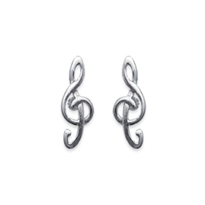 Boucles d'oreilles clous puces clé de sol 12 mm - Melina - argent massif 925