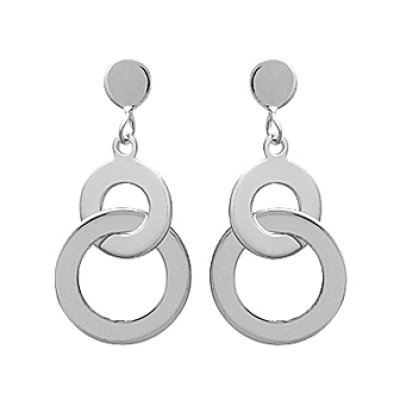 Boucles d'oreilles pendantes doubles cercles 23 mm - Astrid - argent massif 925