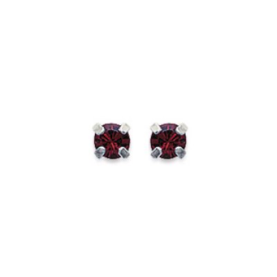 Boucles d'oreilles clous puces femme 4 mm - Anna - argent massif - cristal rouge