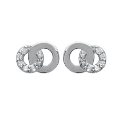 Boucles d'oreilles puces cercles 5 mm - Emilie - argent 925 rhodié - zirconiums