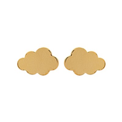 Boucles d'oreilles puces nuage 5 mm pour enfant plaqué or jaune 750