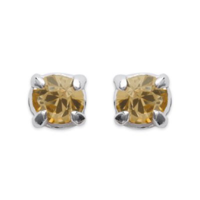 Boucles d'oreilles tige puces clous 2 mm - Clara - argent massif - cristal jaune