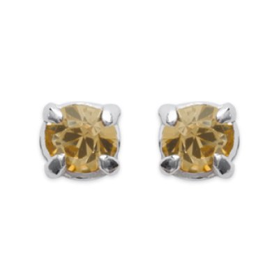 Boucles d'oreilles tige puces clous 2 mm - Clara - argent massif - cristal jaune