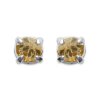 Boucles d'oreilles tige puces clous 2 mm - Clara - argent massif - cristal jaune