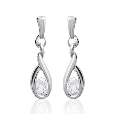 Boucles d'oreilles pendantes clous 19 mm - Bianca - argent 925 rhodié - zircons