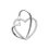 Pendentif coeurs entrelacés argent 925 rhodié 22mm x 20 mm Zircons sertis