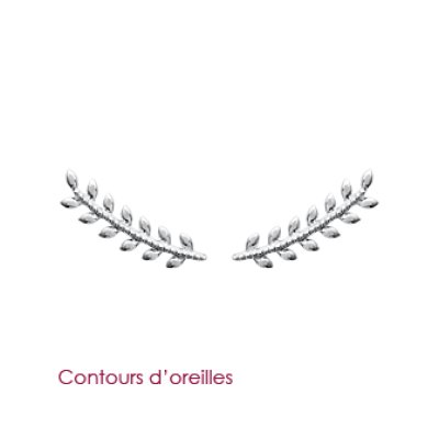 Boucles d'oreilles contour d'oreille lauriers 21 mm - Elia - argent 925 rhodié