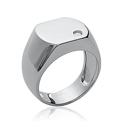 Bague argent massif 925 rhodié et oxyde de zirconium