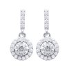 Boucles d'oreilles pendantes rondes 15 mm - Iliana - argent 925 rhodié - zircon