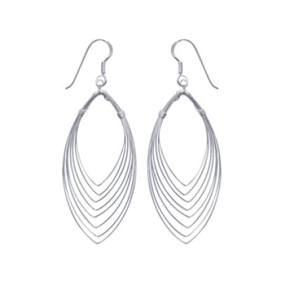 Boucles d'oreilles pendantes crochets 62 mm - Kahina - argent massif 925