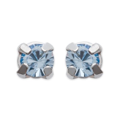 Boucles d'oreilles clous puces femme 4 mm - Lucie - argent massif - cristal bleu