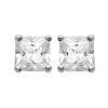 Puces d'oreilles 6 mm clous - Flavie - argent 925 rhodié - zircon carré blanc