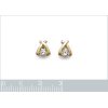 Boucles puces d'oreilles Plaqué Or jaune croix Oxyde de Zirconium 8mm x 7mm