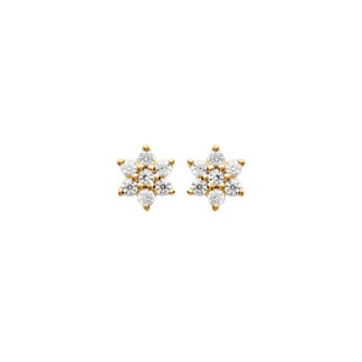 Boucles puces d'oreilles étoiles 5 mm plaqué or 750 et oxyde de zirconium