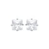 Boucles d'oreilles puces carré 5 mm - Athena - argent 925 rhodié - zircon blanc