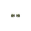 Boucles d'oreilles tige puces clous 3 mm - Luna - argent massif - cristal vert