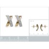 Boucles d'oreilles Plaqué Or 750 bicolore croix Oxyde de Zirconium 12mm x 8mm