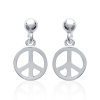 Boucles d'oreilles pendantes peace and love 15 mm - Shelly - argent 925 rhodié