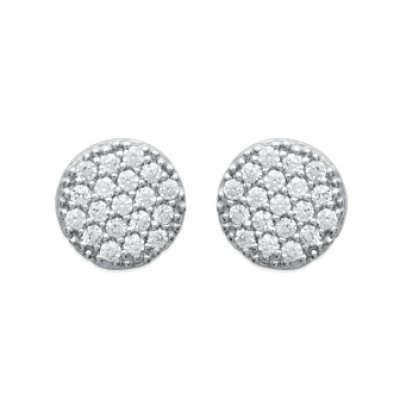 Boucles d'oreilles rondes puces clous 7 mm - Leslie - argent 925 rhodié - zircon