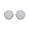 Boucles d'oreilles rondes puces clous 7 mm - Leslie - argent 925 rhodié - zircon