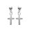 Boucles d'oreilles clous pendantes croix religieuse 17 mm - Maelle - argent 925