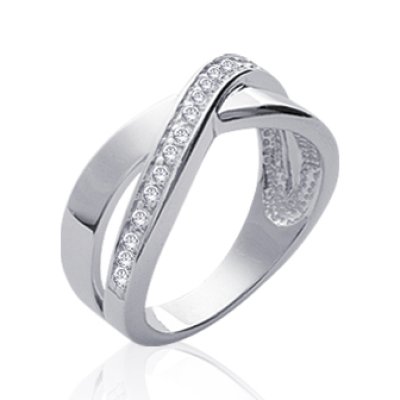 Bague argent massif 925 rhodié et oxyde de zirconium