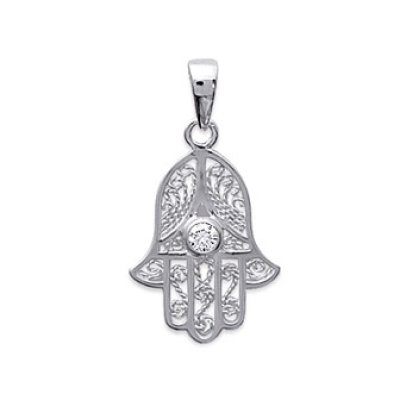 Pendentif argent massif 925 rhodié et oxyde de zirconium