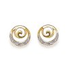 Boucles d'oreilles tourbillon spirale plaqué or 750 3 microns bicolore et oxyde de zirconium