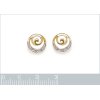 Boucles d'oreilles Plaqué Or jaune 750 bicolore Oxyde de Zirconium spirale 10 mm