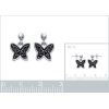 Boucles d'oreilles papillons 14 mm - Eloane - argent 925 rhodié - zircons noirs
