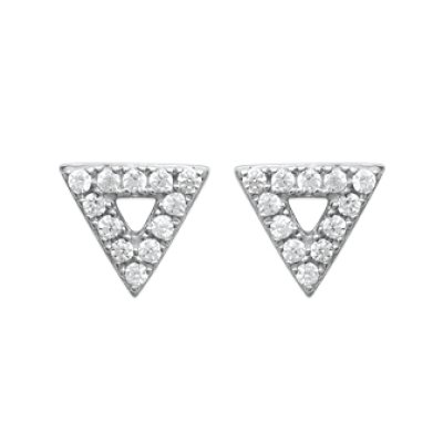 Boucles d'oreilles triangles puces 6 mm - Noelie - argent 925 rhodié - zircons