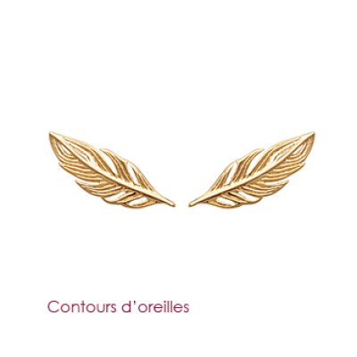 Boucles contours d'oreilles plaqué or 750 feuille