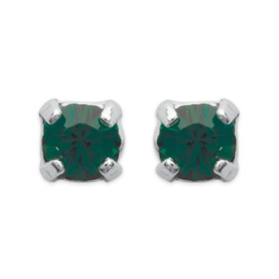 Boucles d'oreilles tige puces clous 3 mm - Lily - argent massif - cristal vert